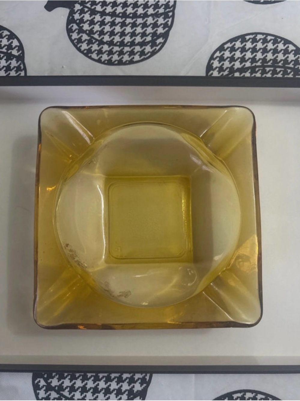 Source Unknown Amber Glass Square Vase
